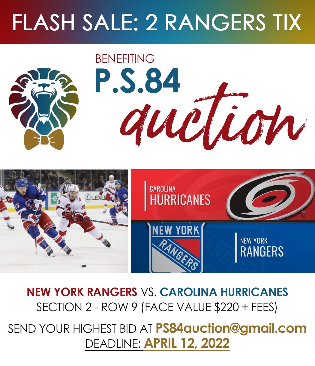 PS84 GALA 2022 - FLASH SALE 2 RANGERS TICKETS